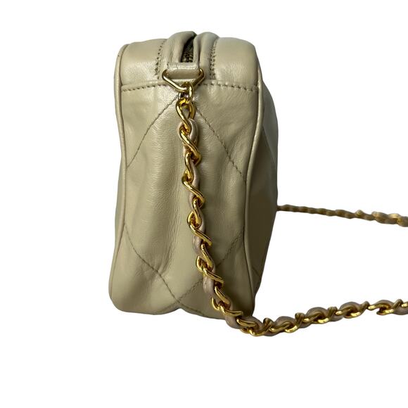 Chanel Vintage Tan Beige Quilted 24K Gold Chain Strap Camera Bag - Picture 7 of 15